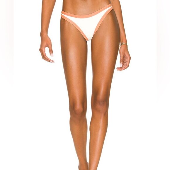 NWT L*Space Foley Bitsy Bikini Bottom Size Large White Orange - Picture 1 of 13